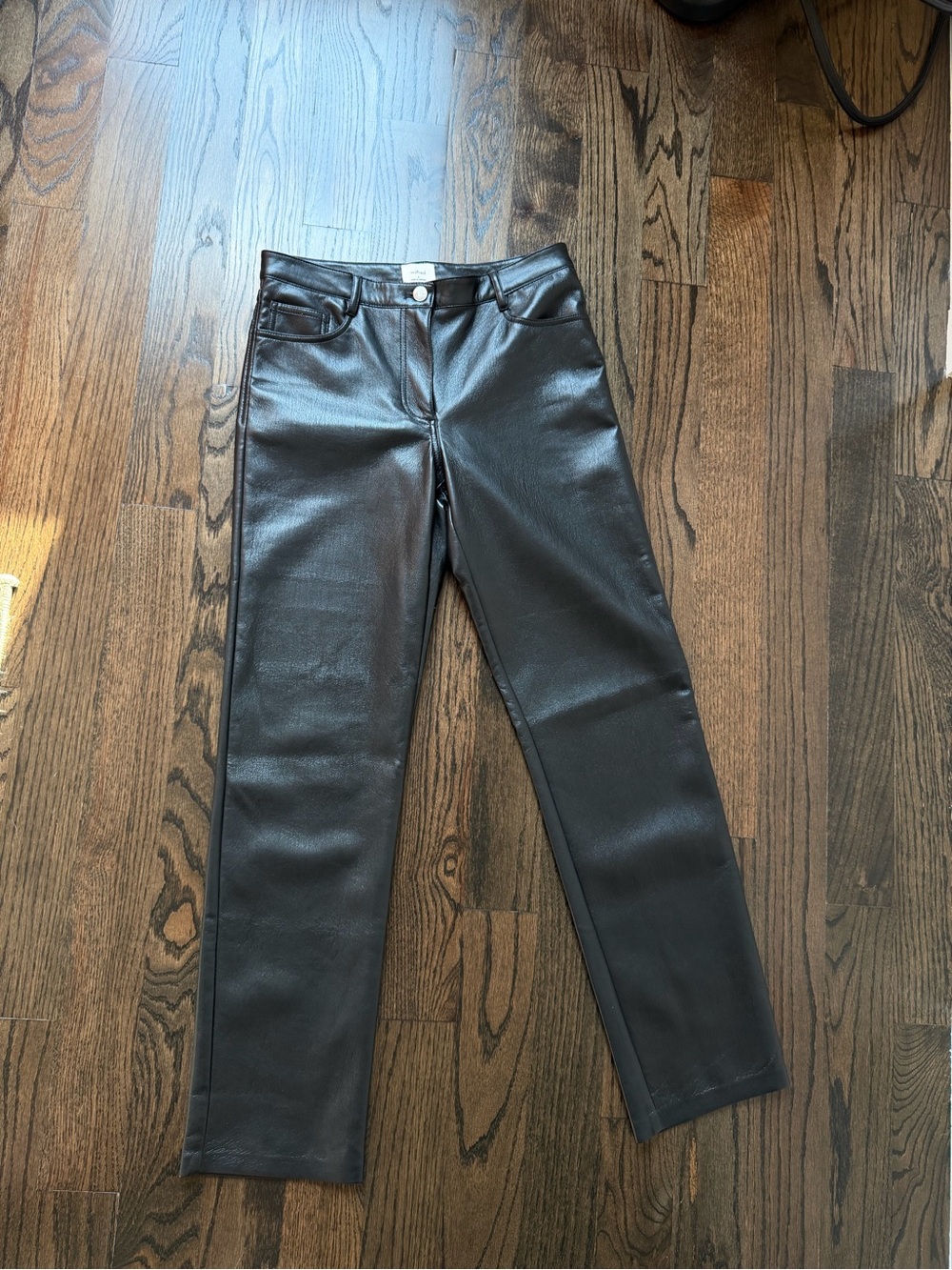 Wilfred Black Faux Leather Straight-Leg Pants